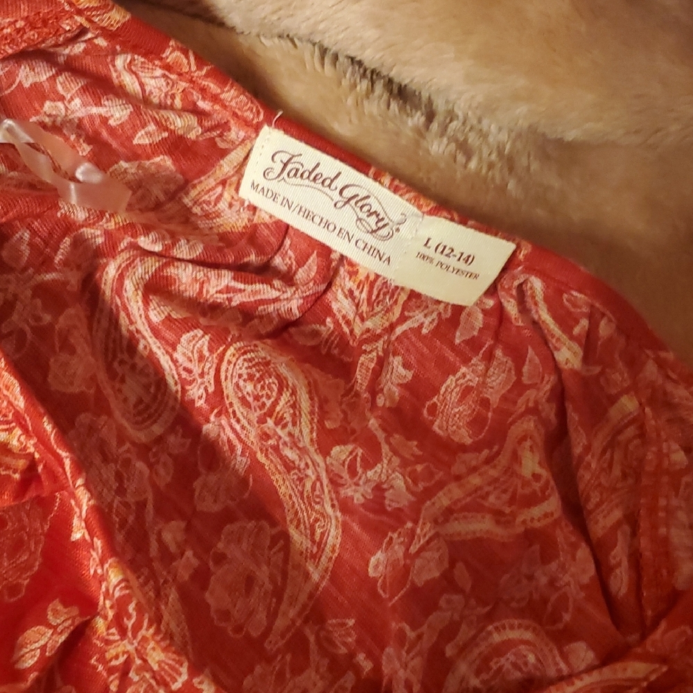 Faded Glory Red Paisley Top